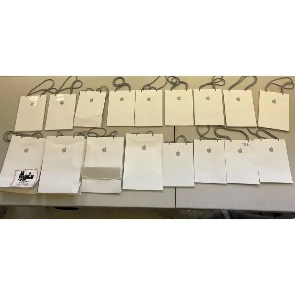 Genuine Apple Paper Bag White Gray Lot of 17 Small Medium Large